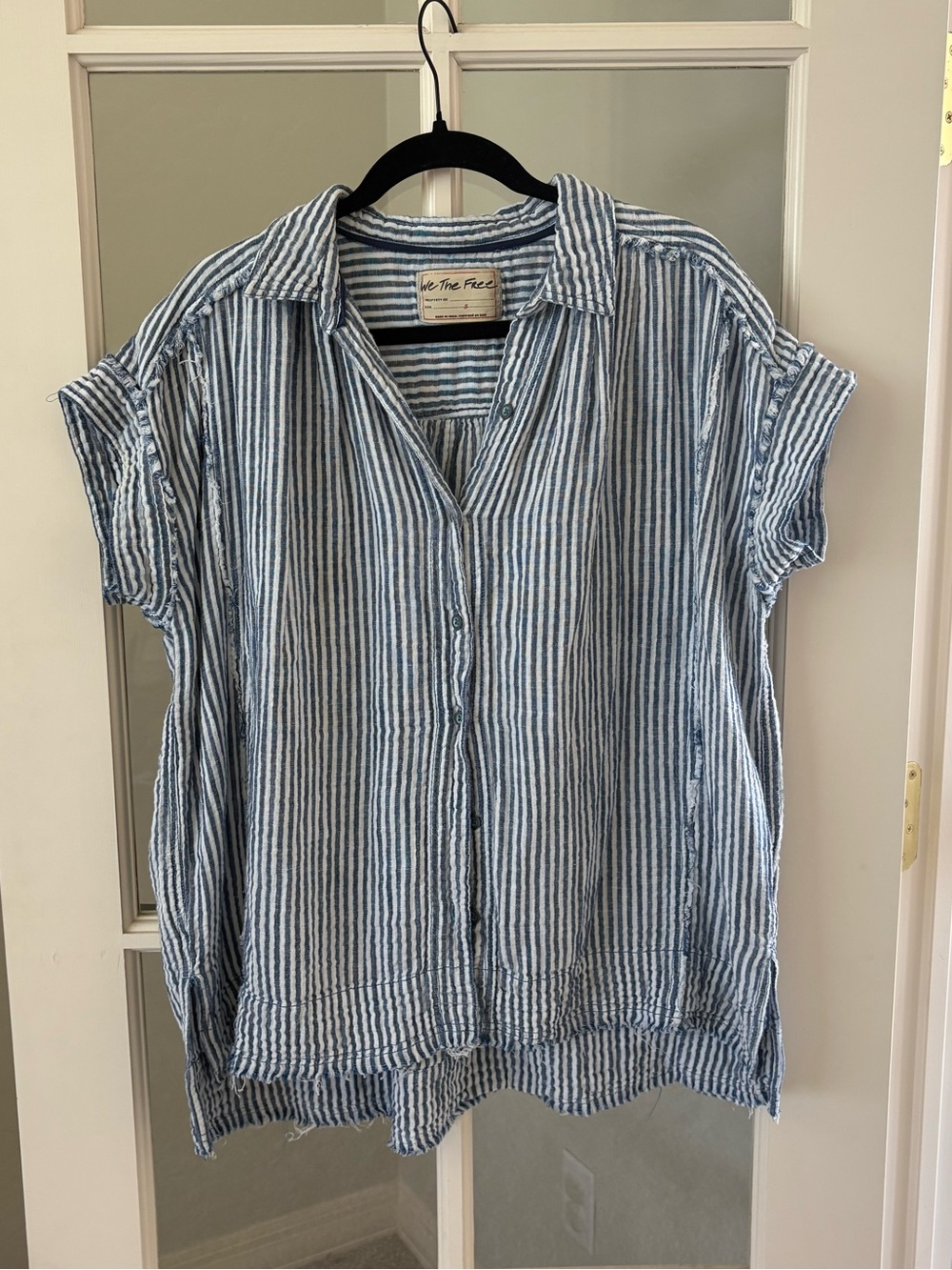 FREE PEOPLE We The Free Sunbeams Indigo Shirt in Blue Combo